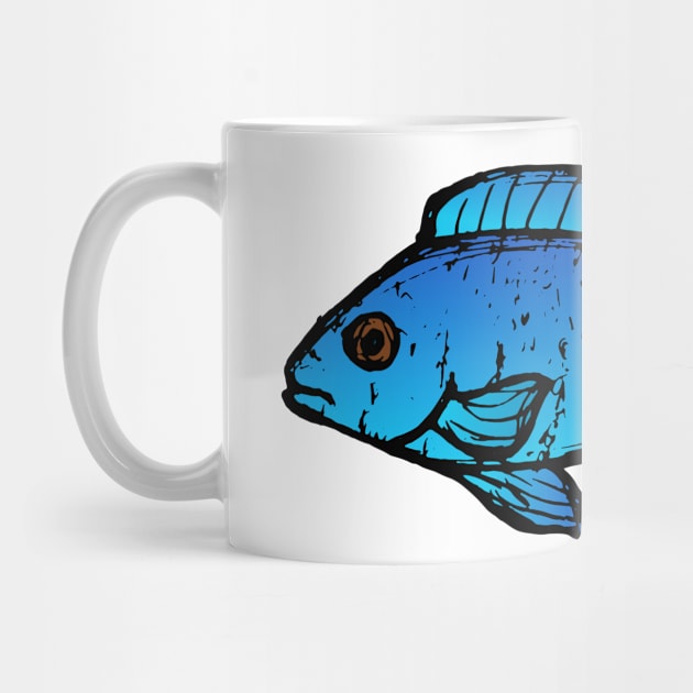 Blue peacock cichlid - freshwater aquarium fish by DigitalShards